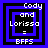 Four identical pixelated icons arranged in a , each displaying text and nested blue squares on a black background