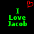 Green pixelated text "I Love Jacob" on black background with red heart symbol above, two identical static frames side-by-side.