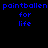 Four pixelated display blue text 'paintballen for life' on black, dark red, bright red, and deep red backgrounds