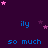 Purple background with scattered pink stars and repeated blue text 'ily' above 'so much', arranged in a pattern