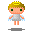 Pixelated angel icon with blonde hair, green eyes, and light blue wings in multiple poses showing head, body, and wing variations.