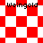 Red and white checkered pattern with four instances of the text 'Weingold' in black pixelated font across different layouts