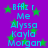 Purple background with green stars and blue text reading 'BfAz r Me Alyssa Kayla Morgan' repeated in two vertical