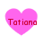 Four pink heart-shaped icons with red text "Tatiana" centered on each, arranged in a against white background