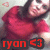 Pixelated image of a person in a red hoodie with dark hair, holding a pink object, with red text 'ryon <3' at the bottom.