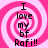 Four identical pink and white spiral backgrounds with black text reading "I love my bf Rafi!!" arranged in a