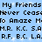 Static pixel art displays repeated text on a light blue background with white speckles, featuring black blocky letters and partial abbreviations.