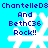 Pixelated blue background with white snowflake shapes and repeated text reading "ChantelleD3 And BethC36 Rock!!" in dark blue font.