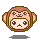 Pixel art monkey head with brown fur, pink cheeks, and a white face showing four distinct expressions including neutral, crying, smiling, and sad.