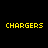 Yellow pixelated text spelling CHARGERS on a solid black background.