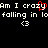 Pixelated text on black background with red heart symbol over 'crazy', repeated phrases, and two white '<3' symbols below.