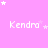 A pink background with white text reading 'Kendra' repeated in a , surrounded by white stars of varying sizes and opacities