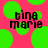 Pixelated text 'bing marie' on bright pink background with scattered green circles, no visible animation changes.