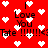 Red background with white pixelated hearts and repeated text 'I Love You' and 'Tate !!!!!!!<3'