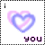 A 4x3 contact sheet of animated frames showing a pixelated heart icon with pink and blue outlines, each frame displaying the word "you" below it in varying text styles.