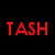 Six instances of the word TASH displayed in different colors on a black background, arranged in two of three
