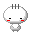 A 4-frame pixel art animation of a white mushroom-shaped character with black eyes, red cheeks, and three gray spikes on its head, displayed in a 2x2 contact sheet against a gray background.