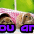 Two brown rabbits in a pink blanket with purple text reading 'ou art the' and 'best'