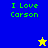 Pixelated green text "I Love Carson" appears on blue and yellow backgrounds with a star icon changing color.