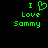 Green pixelated text and heart symbol on black background, with two side-by-side layouts showing identical content.