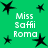 Green background with black star shapes and repeated white text "Miss saffi Roma" in pixelated font.