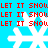 Red text repeats 'LET IT SHOW' on a blue background with white snowflakes, each frame identical in composition and motion.
