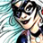Pixelated image of a person with dark hair and glasses smiling, wearing a dark jacket over a light shirt against a teal and white background.