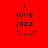 Four pixelated display "i love jazz" text with a smiley face, each on distinct solid backgrounds in red, pink, white, and coral hues