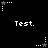 Black background with white pixelated text "Test." and star-shaped icons with dotted lines in various positions.