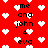 Red background with white pixelated hearts and black text reading 'me and john 4 eva' in a repeating pattern.