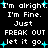 Pixelated text repeats phrases with cyan starbursts on black background, arranged in two with alternating text lines
