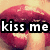 A four- of close-up lips with overlaid text reading 'kiss me bite me' and 'lick me turn me on', each showing a different lip position