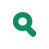 Green magnifying glass symbol centered on white circular background with gray outer border.