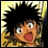 Pixelated anime character with spiky black hair and wide eyes, mouth open in a shout, against a yellow background with white text reading "AnimeIM" and "com" on black.