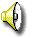 Yellow and white speaker icon with red sound lines, transitioning from no lines to multiple lines across frames.