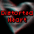 A pixelated heart-shaped background with red text reading "Distorted Heart" overlaid in a blocky font.