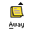 A 4-frame animated contact sheet showing a yellow document icon and stick figure with text "Away" and "I am away from my computer" on gray background.