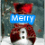 A snowman with a red top hat and brown scarf appears in a snowy scene with text overlays changing from 'Merry' to 'To all and good night'.