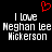 Black background with white pixelated text reading 'I love Meghan Lee Hickerson' and a red heart symbol above the text.