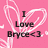 Pink background with white heart outlines and text reading "I Love Bryce<J" in black font.