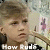 A 50x50 pixel animated buddy icon featuring a child character with light brown hair in two frames, one with a pink heart symbol and the other without, both displaying "How Rude" text at the bottom.
