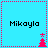 Four identical light blue squares with red dotted borders, each containing "Mikayla" text and a pink pixelated tree with a star.