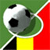 Static pixelated icon of a soccer ball on a background with green, white, red, and yellow sections.