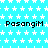 A static image with a cyan background patterned by white stars, displaying repeated black text "Pasangim" in three across the visible area