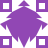 Purple diamond-shaped icon with four square cutouts at corners, pixelated edges, and white background.