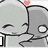 Pixelated cartoon character with closed eyes and a small red heart above its head, transitioning from open arms to embracing pose while text changes sequentially.