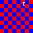 Red and blue checkered background with four white 'I' icons positioned at corners of two overlapping patterns