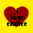 Four red heart-shaped icons with black text "i love emilee" on a yellow background, arranged in a