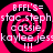 Four identical pink and black spiral icons with white text reading 'BFFL'S= stac steph casie kaylee jess kaylee jess !!!' arranged in a