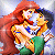 Animated contact sheet showing three frames of a cartoon couple embracing with closed eyes, red-haired woman in green dress and dark-haired man in white shirt against light blue background.
